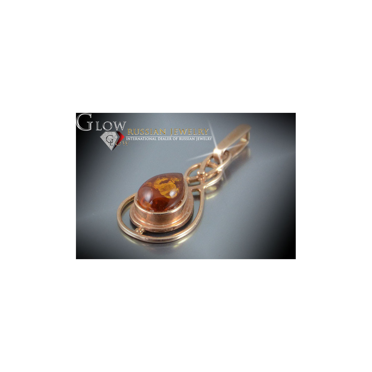 "Ретро кехлибарен висулка изработен от 14k розово злато 585" vpab014