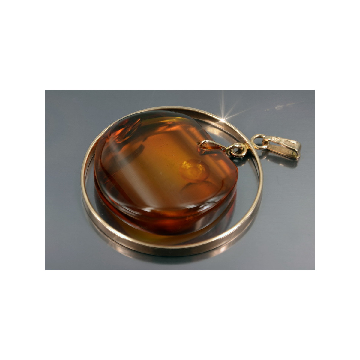 Russian rose Soviet gold amber pendant