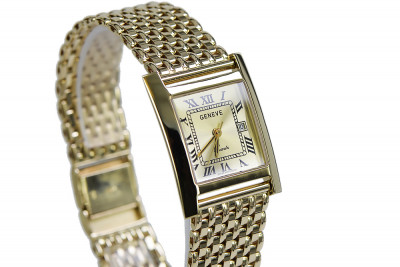 Reloj de pulsera italiano amarillo de oro de 14k para hombre Geneve mw009y&mwb013y