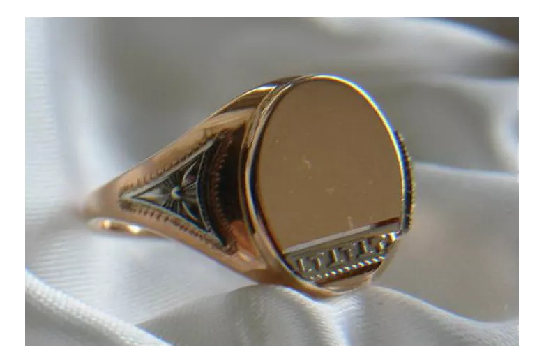 Руска роза Съветски 14k 585 злато Мъжки пръстен за печат vsc017