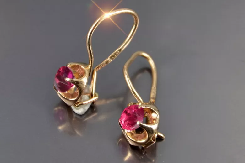 Російська радянська троянда рожева 14к 585 золоті сережки vec059 александрит рубіновий смарагдовий сапфір ...
