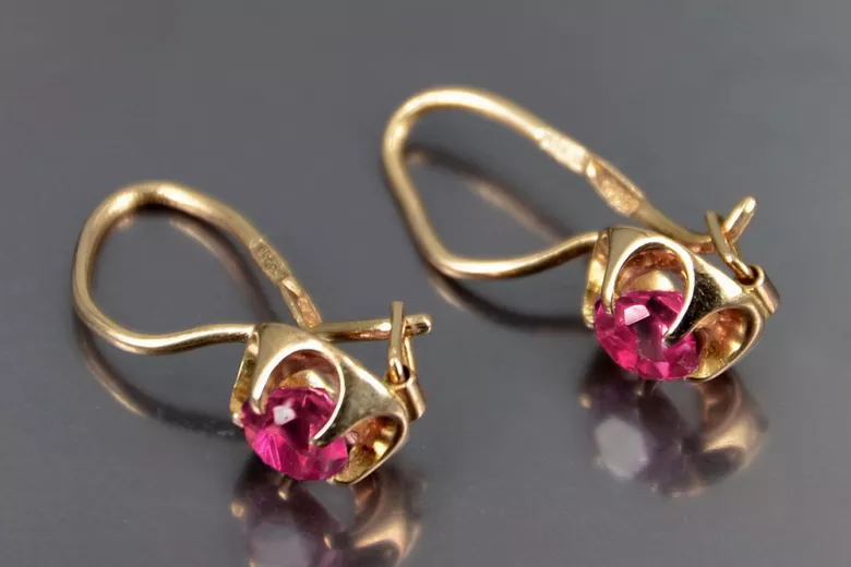 Russische Sowjetische Rose Pink 14k 585 Gold Ohrringe vec059 Alexandrit Rubin Smaragd Saphir ...