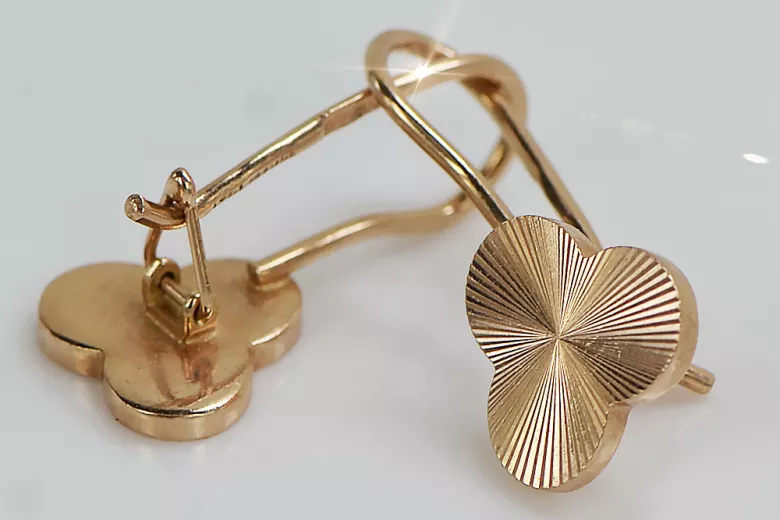 "Vintage 14K 585 Rose Gold Leaf Earrings - Original, Stone-Free Design" ven108