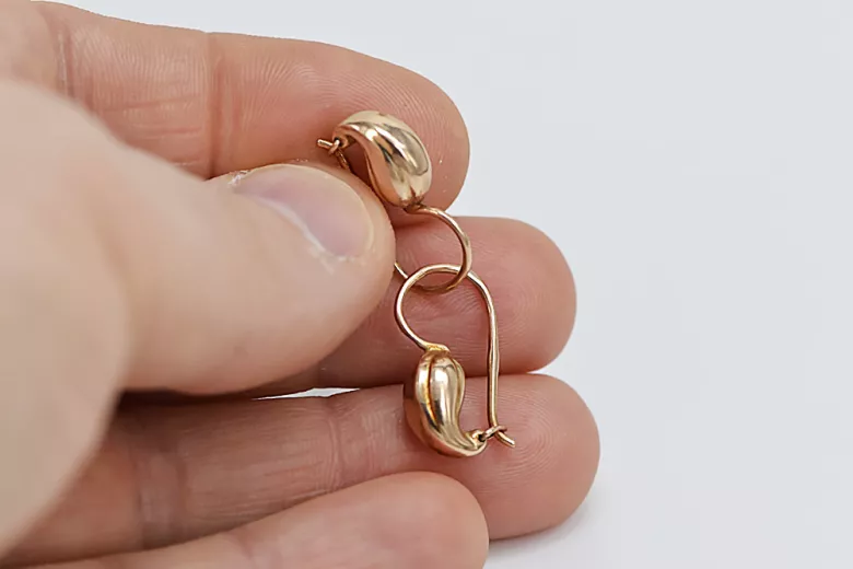 "Élégantes boucles d'oreilles vintage en or rose 14k 585 sans pierres" ven115