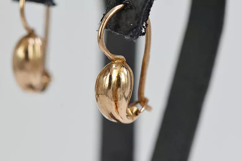 "Exquisitos Pendientes de Pera Vintage, Oro Rosa Antiguo de 14k Sin Piedras" ven115