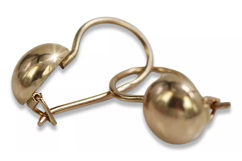 Originales Vintage-Roségold 14k 585 Gold Keine Steine Ball Ohrringe ven178