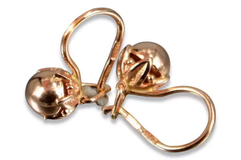 Exklusive Keine Steine 14k 585 Gold Vintage Ball Ohrringe in Original Vintage-Roségold ven180