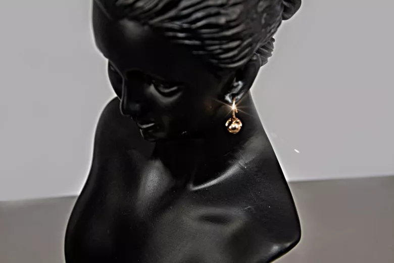 Exklusive Keine Steine 14k 585 Gold Vintage Ball Ohrringe in Original Vintage-Roségold ven180