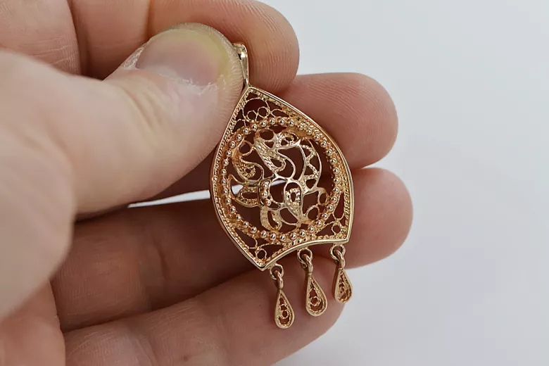 Винтидж розово злато 14k 585 оригинален ретро медальон без камъни  vpn020