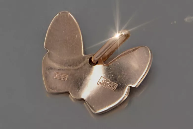 "14K 585 Rose Gold Vintage Butterfly Charm - Original, Stone-free Design" vpn022