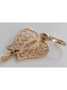 "14K 585 Gold Vintage Rose Pink Leaf Pendant - Original and Stone-Free" vpn025