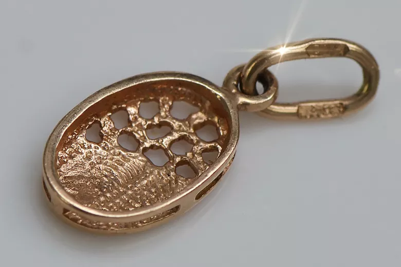"Без камъни, Оригинално ретро 14k розово златен винтидж медальон в формата на листо" vpn027