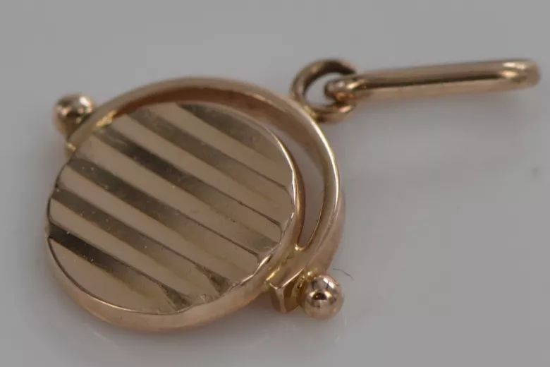 Medalion vintage fără pietre în aur roz de 14k, stilul anilor '50 vpn032