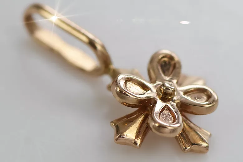"14 Karat 585 Gold, Keine Steine, Originales Vintage-Roségold Blumenanhänger" vpn043