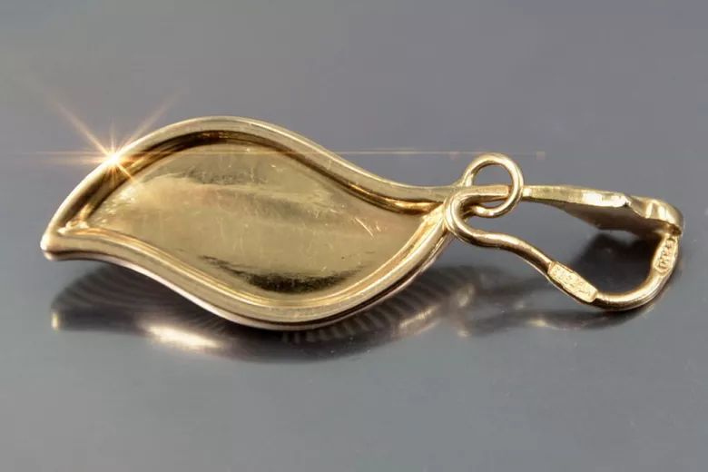 Оригинальное винтажное розовое золото 14 карат без камня, в форме листа vpn048