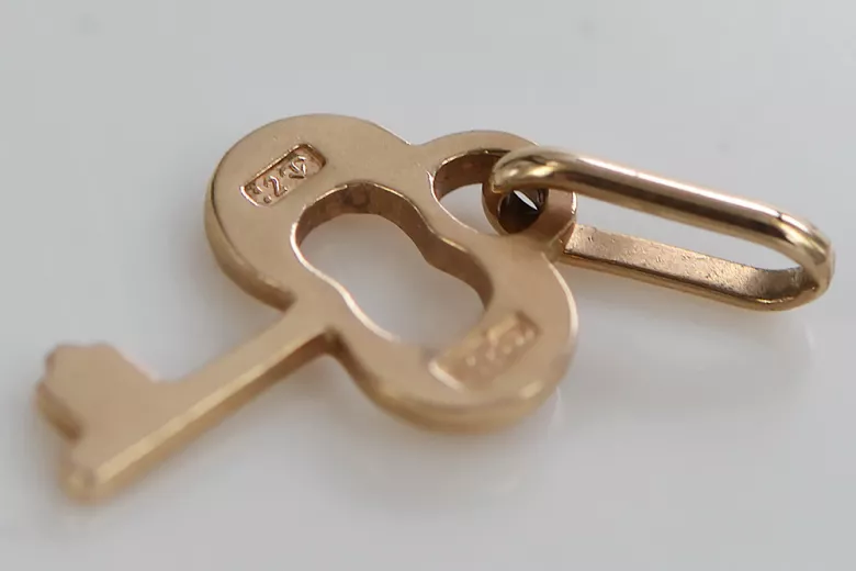 Cheie pendul vintage autentică din aur roz 14K fără pietre vpn049