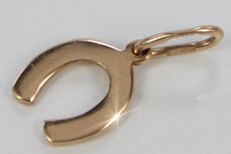 "Vintage 14K 585 Rose Gold Horseshoe Pendant in Original Design" vpn052