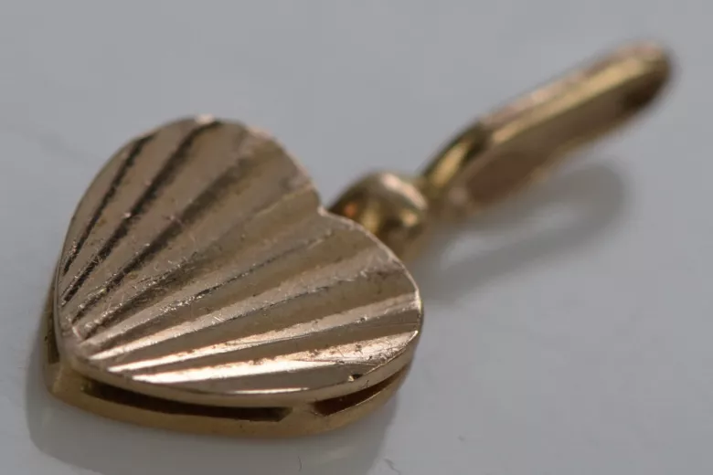 "Original Vintage 14K 585 Rose Gold Heart Pendant, Stone-Free" vpn070