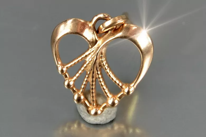 "Precioso Colgante Vintage de Corazón en Oro Rosa 14k Sin Piedras" vpn076