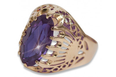 Vintage Rose Gold Ring 14K Alexandrite Ruby Emerald Sapphire Zircon 585 vrc020