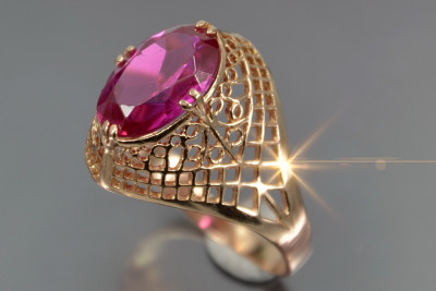 Руски съветски пръстен от розово злато 14K Александрит Рубин Изумруден сапфир Циркон 585 vrc069
