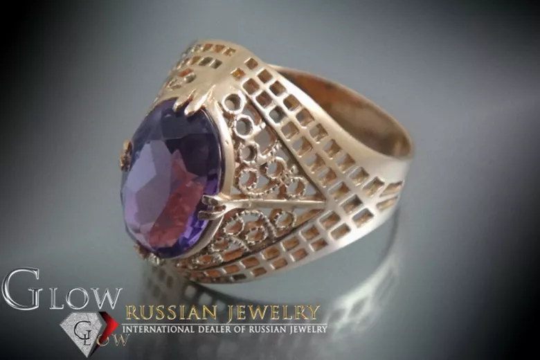 Ruso Soviet rosa 14k 585 oro Alejandrita Rubí Esmeralda Zafiro Zircón anillo vrc069