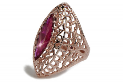 Vintage Rose Gold Ring 14K Alexandrite Ruby Emerald Sapphire Zircon 585 vrc090
