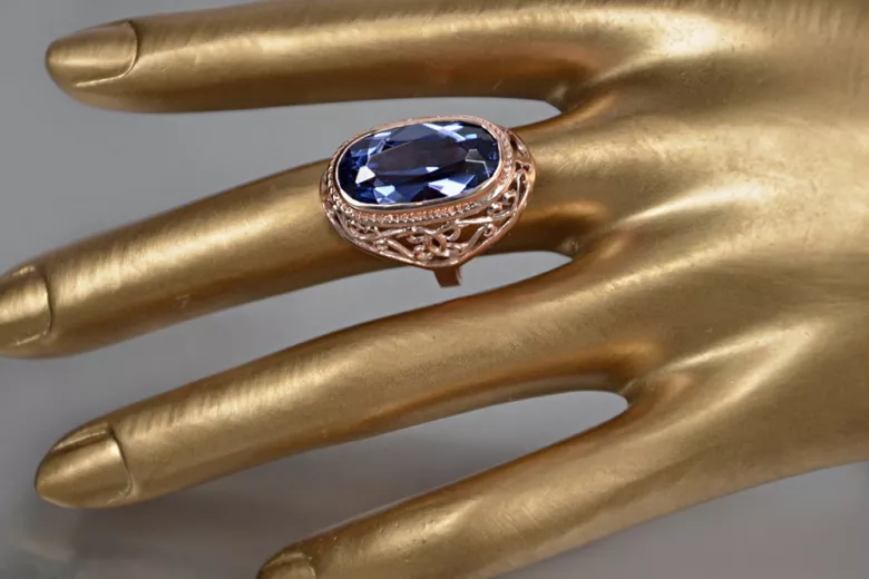 Russian Soviet rose 14k 585 gold Alexandrite Ruby Emerald Sapphire Zircon ring  vrc184