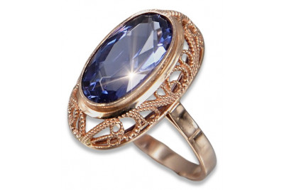 Russian Soviet silver rose gold plated 925 Alexandrite Ruby Emerald Sapphire Zircon ring vrc374sgp
