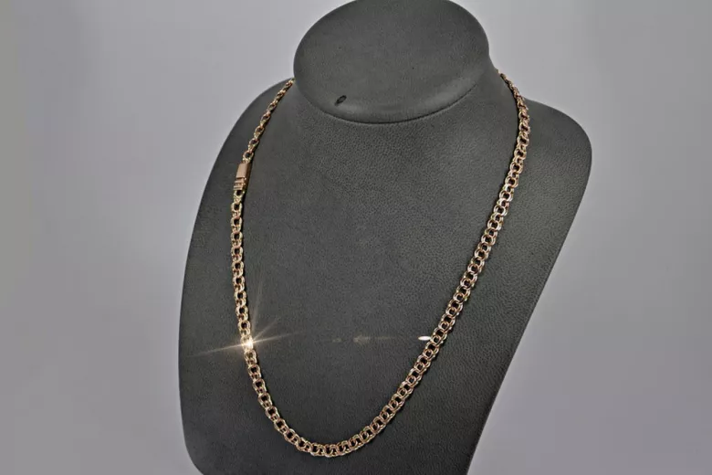 Yellow rose gold chain ★ russiangold.com ★ Gold 585 333 Low price ★ Garibaldi Bismark