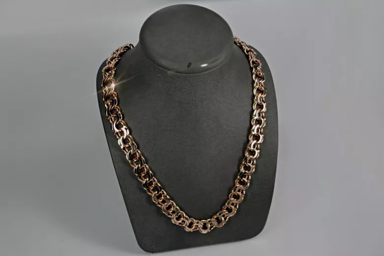 Yellow rose gold chain ★ russiangold.com ★ Gold 585 333 Low price ★ Garibaldi Bismark