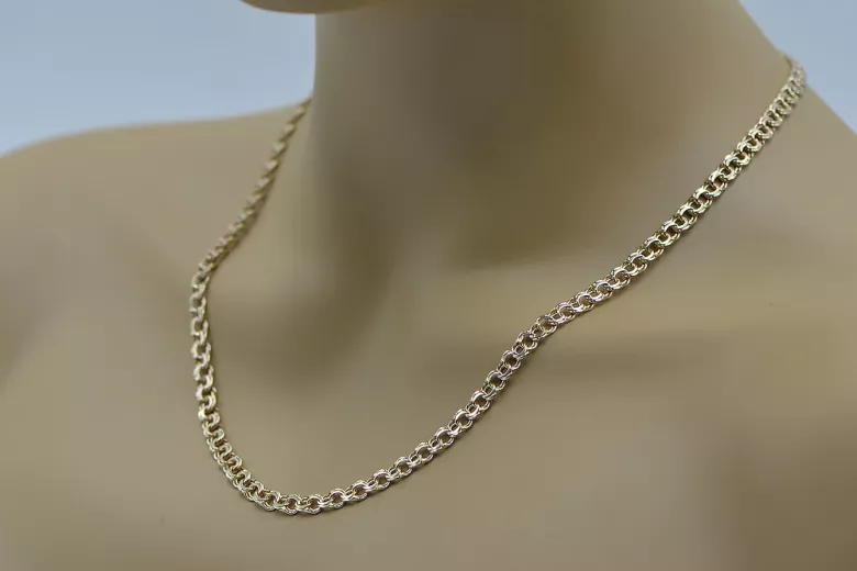 Yellow rose gold chain ★ russiangold.com ★ Gold 585 333 Low price ★ Garibaldi Bismark