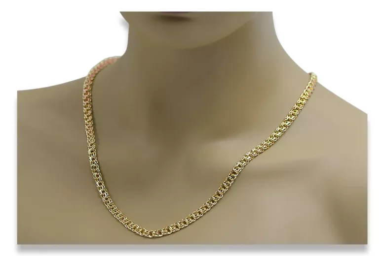 Yellow rose gold chain ★ russiangold.com ★ Gold 585 333 Low price ★ Garibaldi Bismark