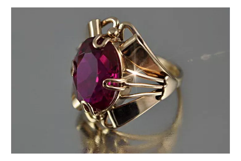 Russian Soviet rose 14k 585 gold Alexandrite Ruby Emerald Sapphire Zircon ring  vrc015