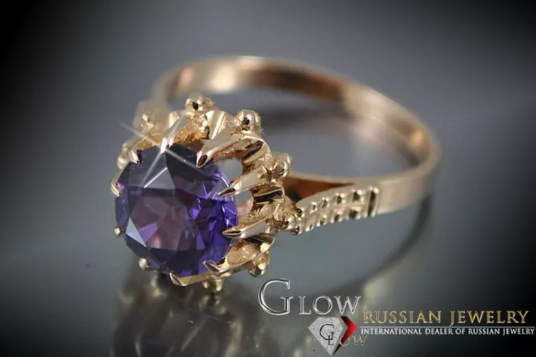 Russisch Sowjetrosa 14 Karat 585 Gold Alexandrit Rubin Smaragd Saphir Zirkon Ring vrc045
