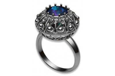Vintage silver 925 Alexandrite Ruby Emerald Sapphire Zircon ring vrc059s