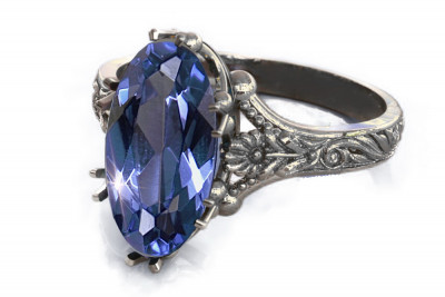 Vintage silver 925 Alexandrite Ruby Emerald Sapphire Zircon ring vrc084s