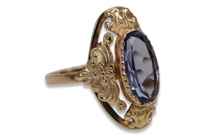 Vintage Rose Gold Ring 14K Alexandrite Ruby Emerald Sapphire Zircon 585 vrc014