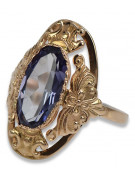 Rosyjska radziecka róża 14k 585 złoto Aleksandryt Rubinowy szmaragdowy szafirowy pierścionek z cyrkonią vrc014