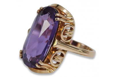 Vintage Rose Gold Ring 14K Alexandrite Ruby Emerald Sapphire Zircon 585 vrc038