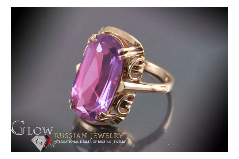 Russian Soviet rose 14k 585 gold Alexandrite Ruby Emerald Sapphire Zircon ring  vrc038