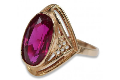 Vintage Rose Gold Ring 14K Alexandrite Ruby Emerald Sapphire Zircon 585 vrc039