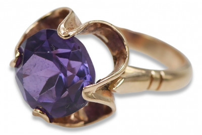 Vintage Rose Gold Ring 14K Alexandrite Ruby Emerald Sapphire Zircon 585 vrc042