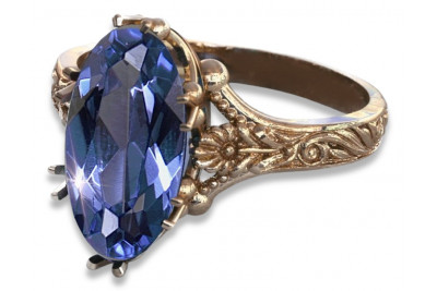 Vintage Rose Gold Ring 14K Alexandrite Ruby Emerald Sapphire Zircon 585 vrc084
