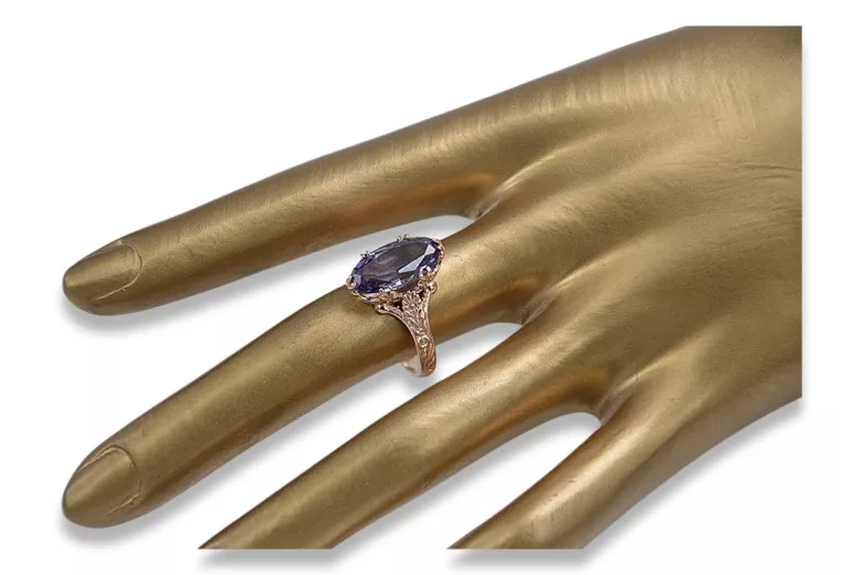 Radziecki 14k 585 złoty Rosyjski pierścionek z różowego złota z Aleksandrytem Rubinem Szafirem Szmaragdem Cyrkonią vrc084