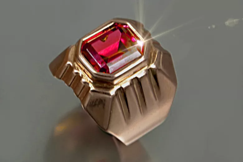 Rusă a crescut sovietice 14k 585 aur men's signet inel vsc002