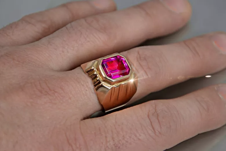 Rusă a crescut sovietice 14k 585 aur men's signet inel vsc002