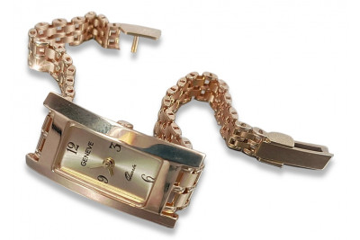 14k 585 reloj de mujer de oro rosa ruso Reloj de pulsera Geneve lw001r