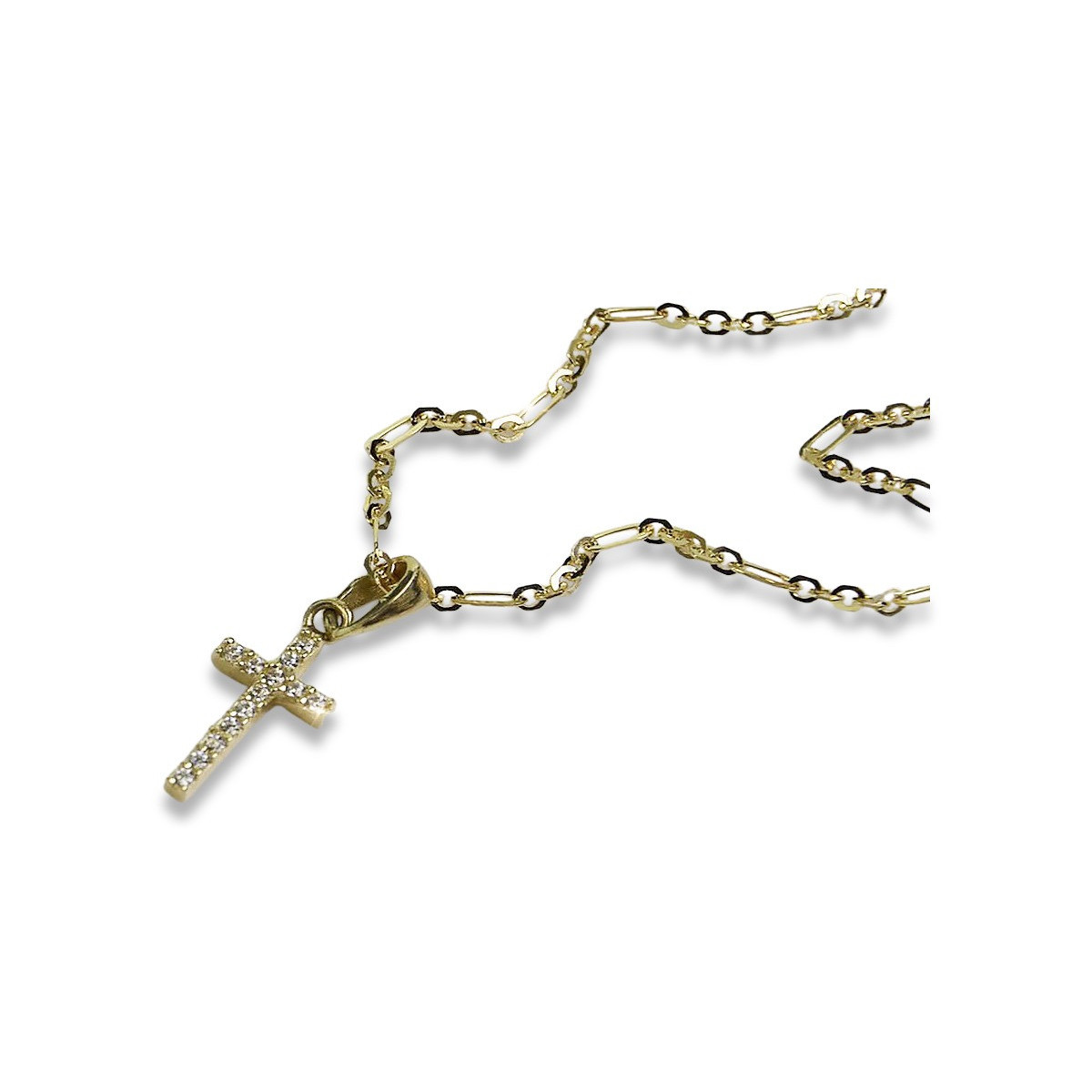 Католический крест и якорь 14-кт золотая цепочка ctc012y&cc084y