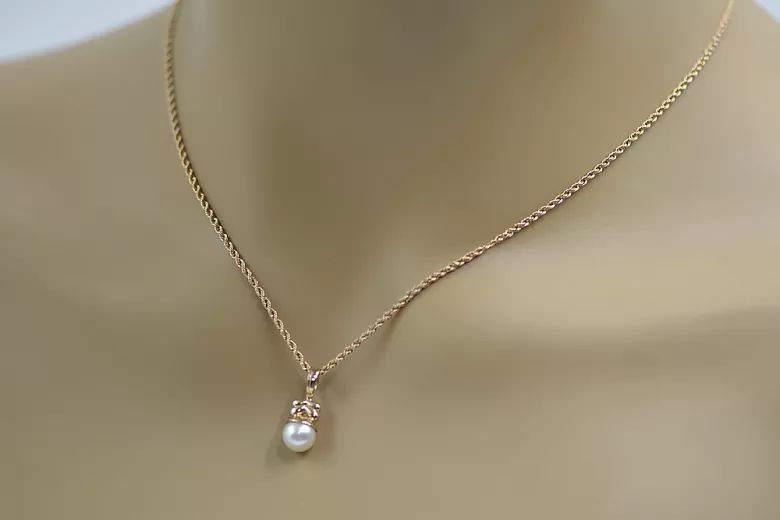 Colier Perlă Vintage, realizat din Aur Roz de 14k vppr005